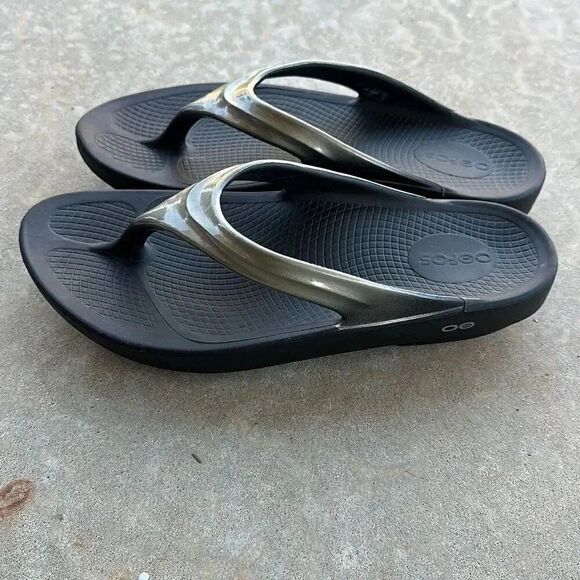 Oofos Oolala Black Recover Sandals Women’s 11 - Picture 2 of 8